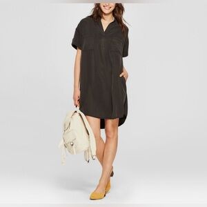 Universal Thread Short Sleeve Collared Shirt Dress Ash Black size XS